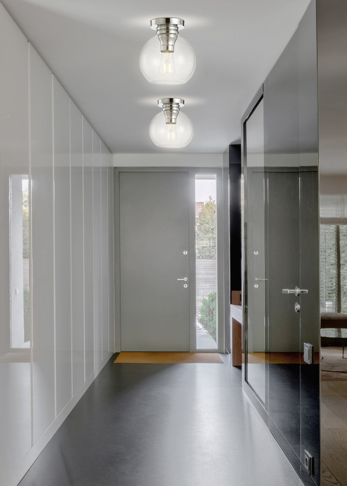 Atlas 7.75" Metal and Glass LED Flush Mount, Chrome