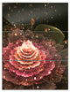 "Fractal Abstract Pink Flower" Digital Metal Wall Art, 3 Panels, 28"x36"