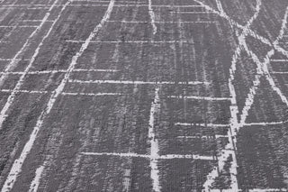Low-Pile Pierce Charcoal/Ivory Rug, Charcoal, 8'8"x12'