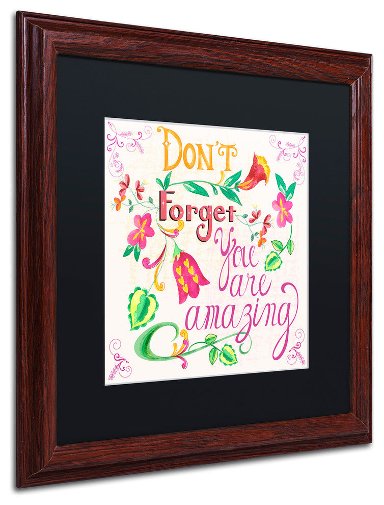 Lisa Powell Braun 'You Are Amazing' Art, Wood Frame, Black Mat, 16x16