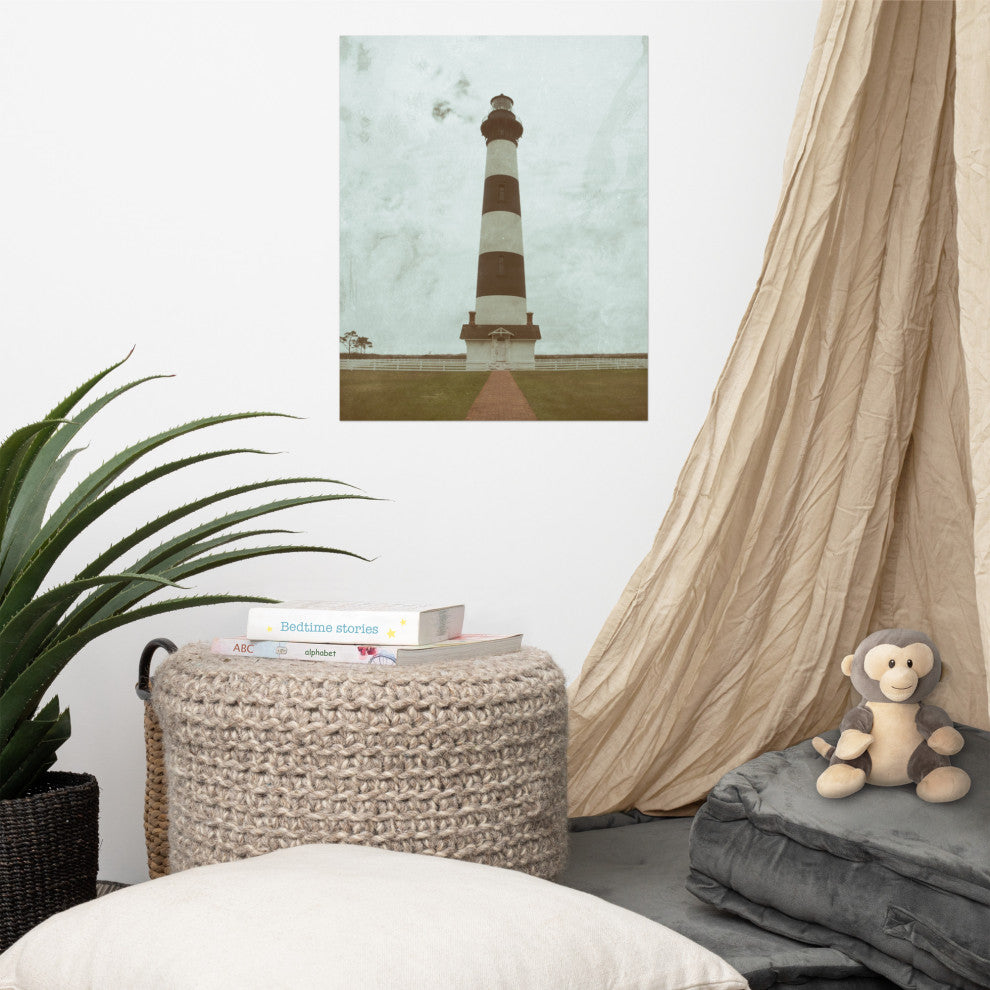 Coastal Wall Art: Bodie Lighthouse Landscape Photo Unframed Print, 16" X 20"