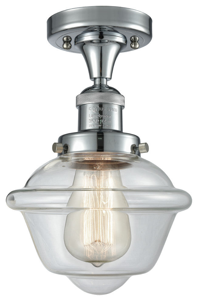 1-Light Oxford 11" Semi-Flush Mount, Polished Chrome, Glass: Clear