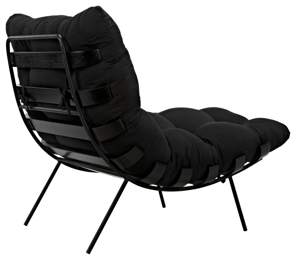 Hanzo Chair With Steel Legs, Charcoal Black