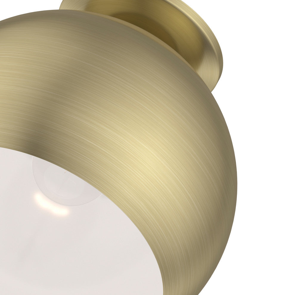 Livex Lighting 1 Light Antique Brass Flush Mount