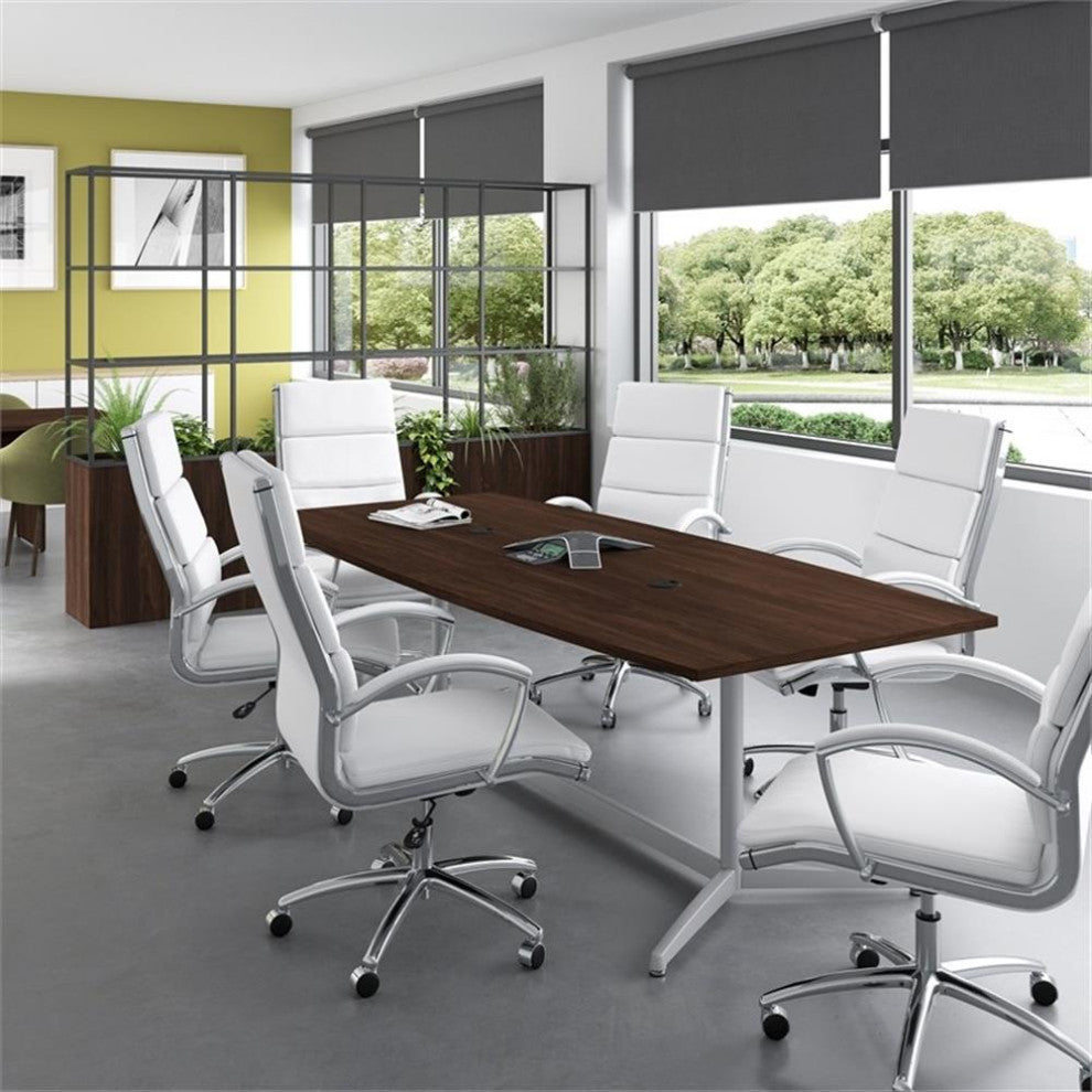 Bush Business Furniture 96W x 42D Boat Shaped Conference Table in Black Walnut