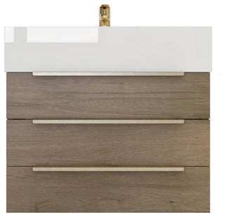 Madison 24" Wall Mounted Vanity with Reinforced Acrylic Sink, Light Oak