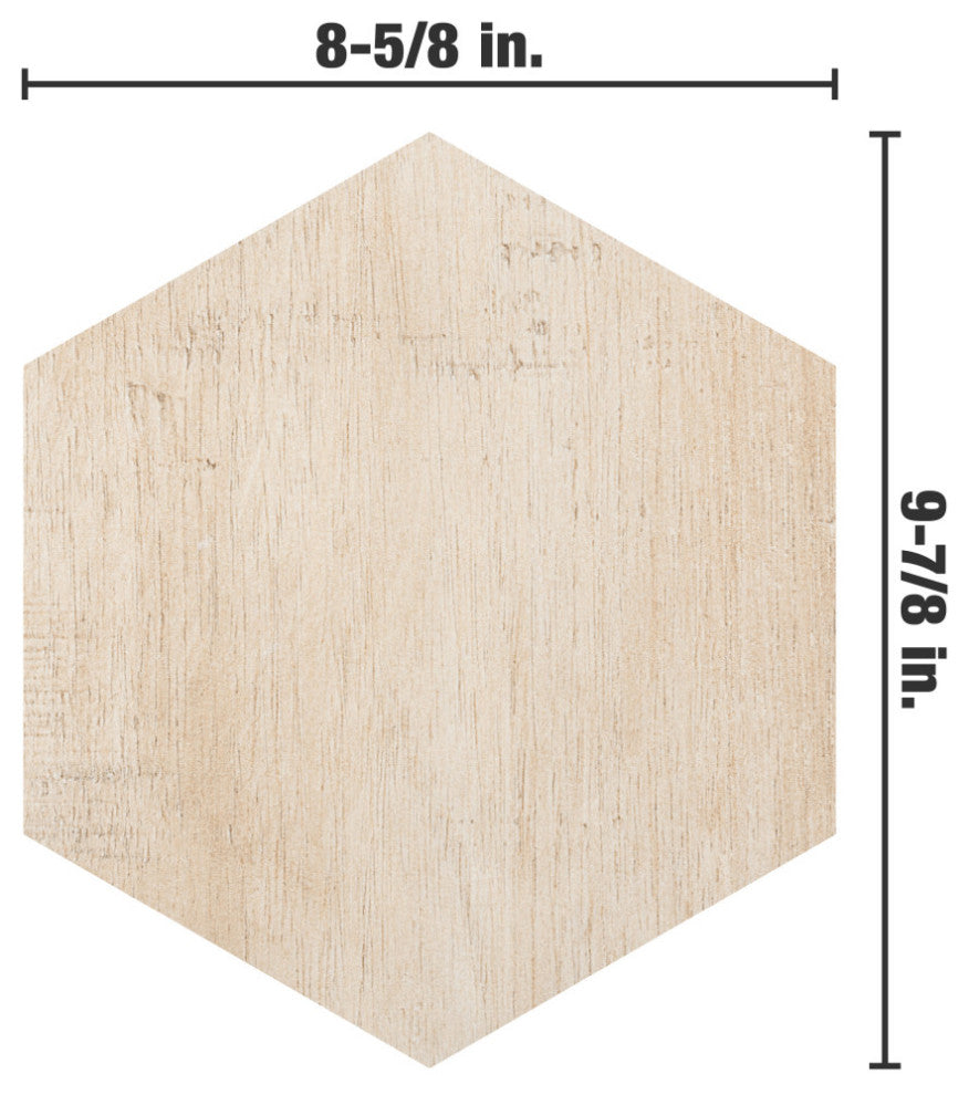 Sawnwood Hex Beige Porcelain Floor and Wall Tile