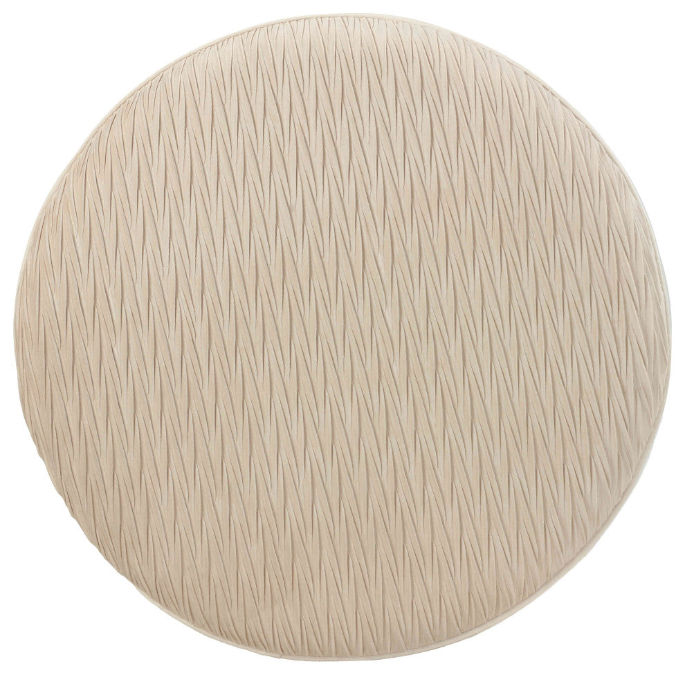 Cortesi Home Valde Round Ottoman, Beige