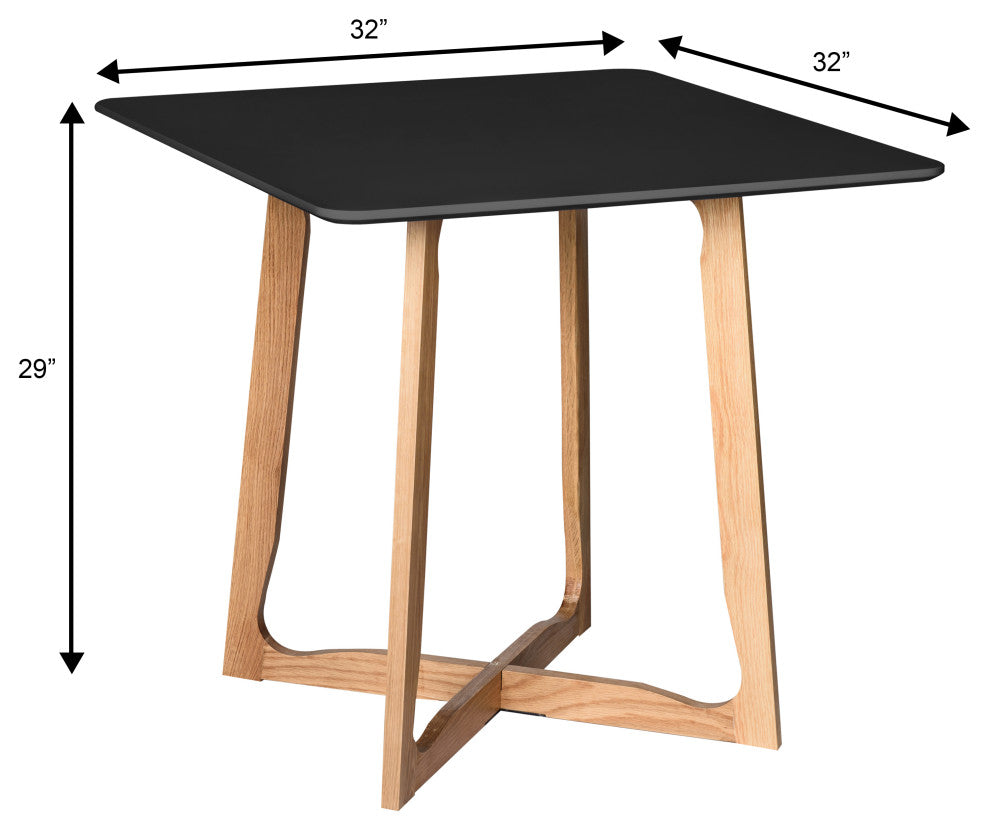 Cedar 32-inch Square Dining Table With Oak Wood X-shaped Sled Base Bl