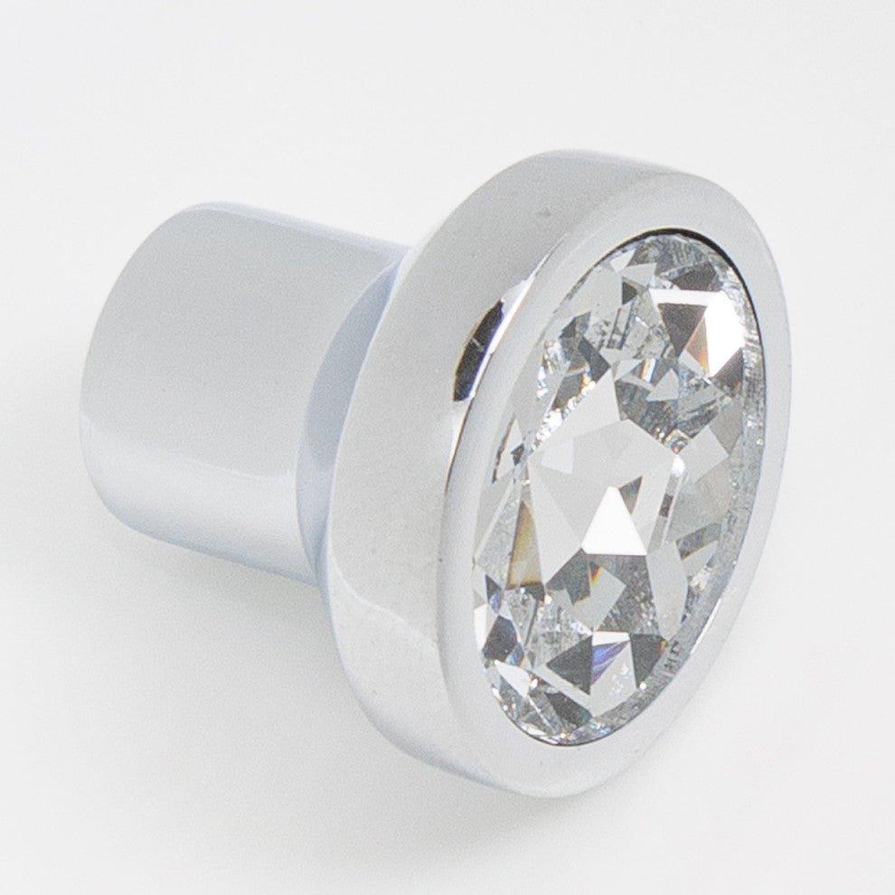MAHD Swank Small Round Crystal Knob Set of 2 Chrome