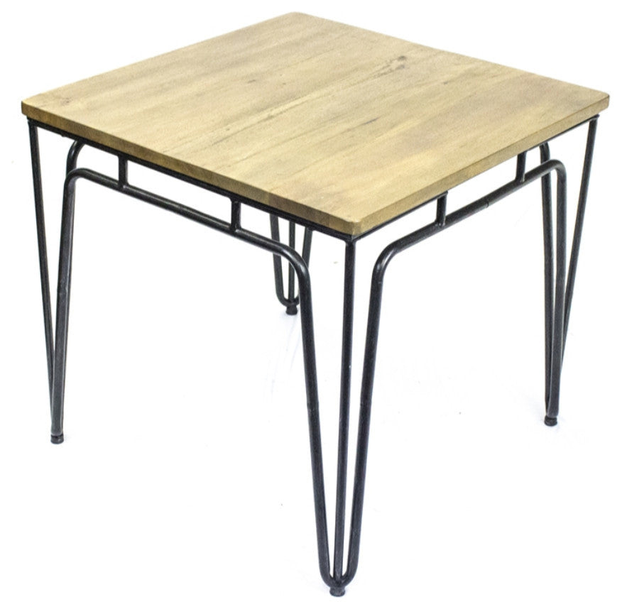 Classic Metal Accent Table With Wood Top, Brown & Black