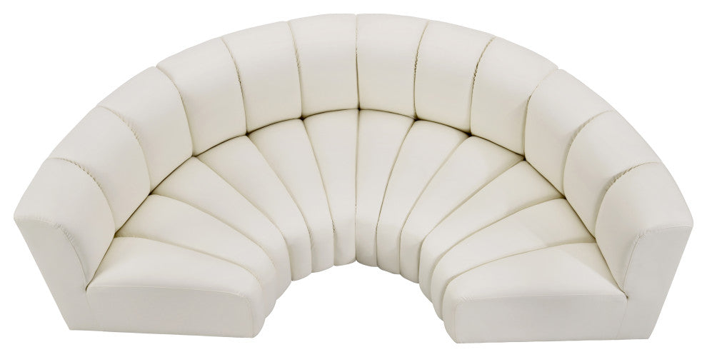 Arc Vegan Leather Upholstered 4-Pc. Inward Curved Modular Sectional, Cream
