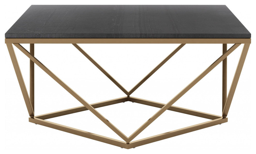 Black Marble and Gold Coffee Table