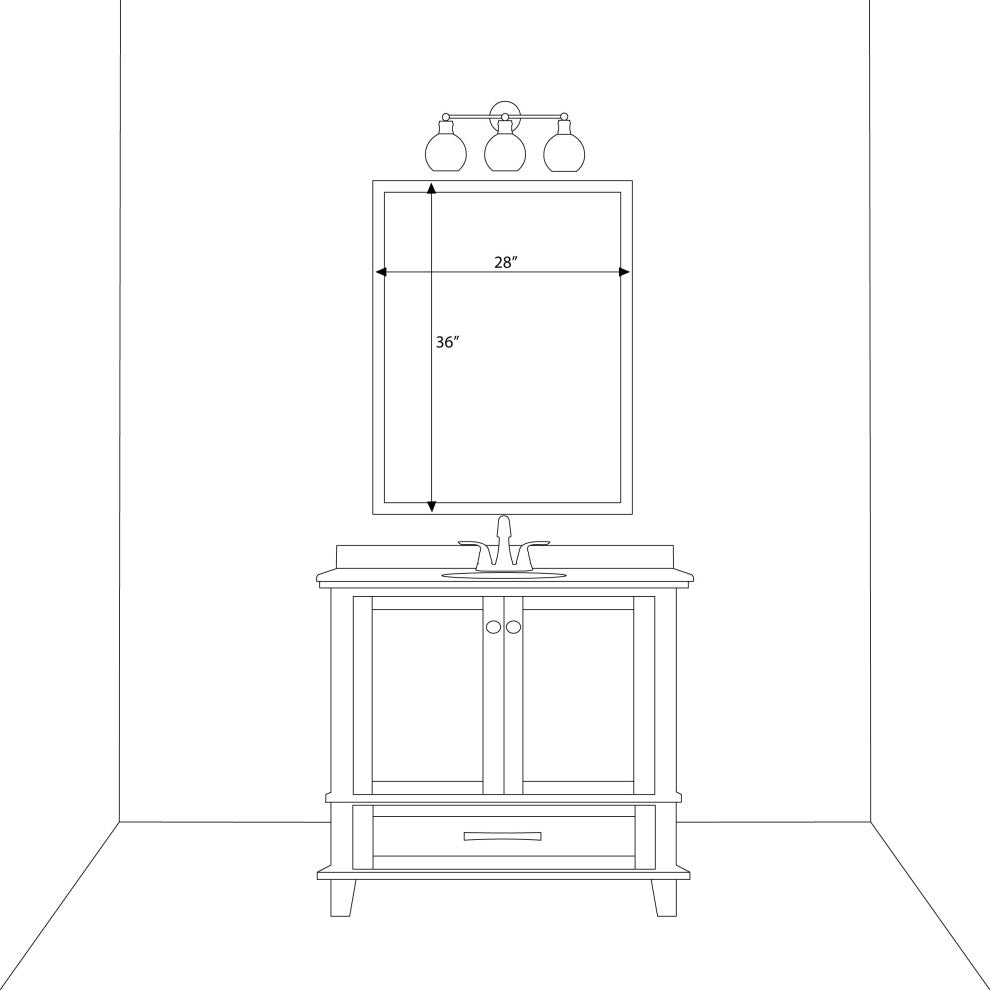 Ellis Framed Wall Mirror, Satin Nickel, 28"x36"