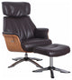 HomeRoots Espresso Faux Leather Swivel Adjustable Recliner and Ottoman Set