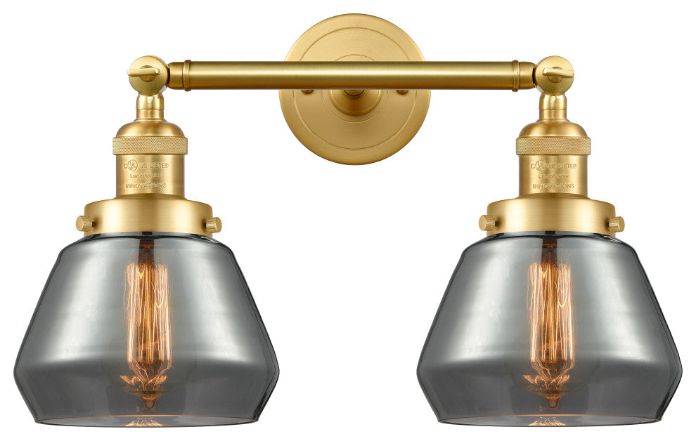 Fulton 2 Light Bath Vanity Light, Satin Gold, Plated Smoke