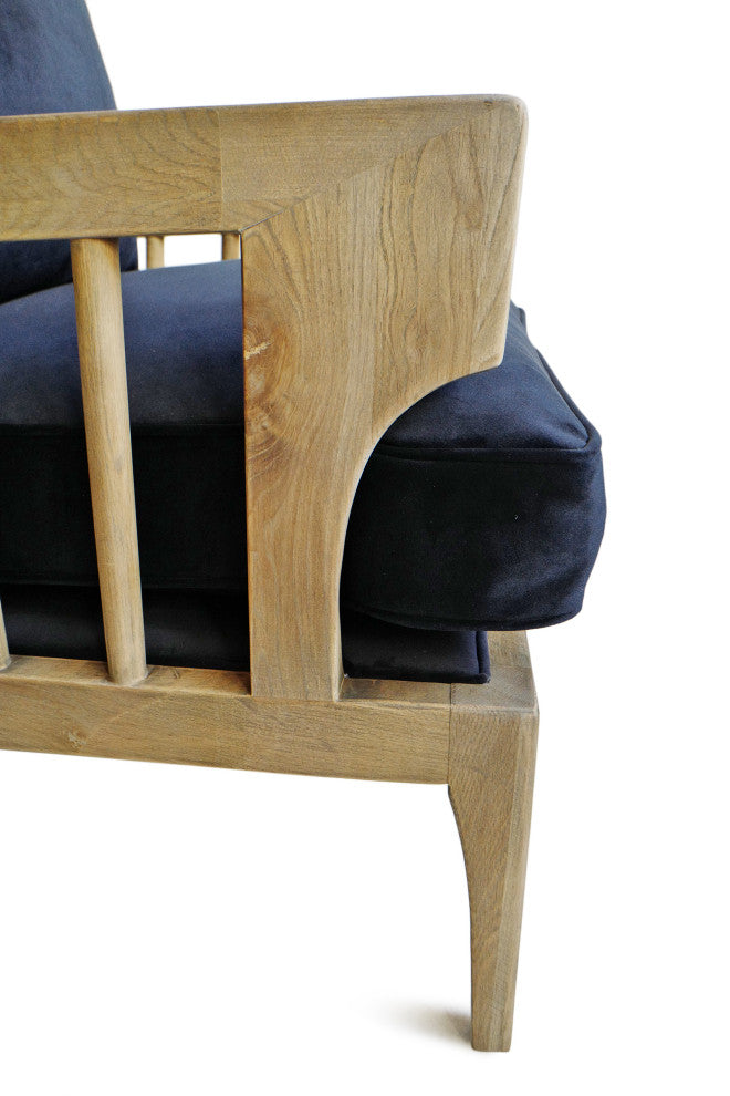 Wingback Navy Velvet Arm Chair