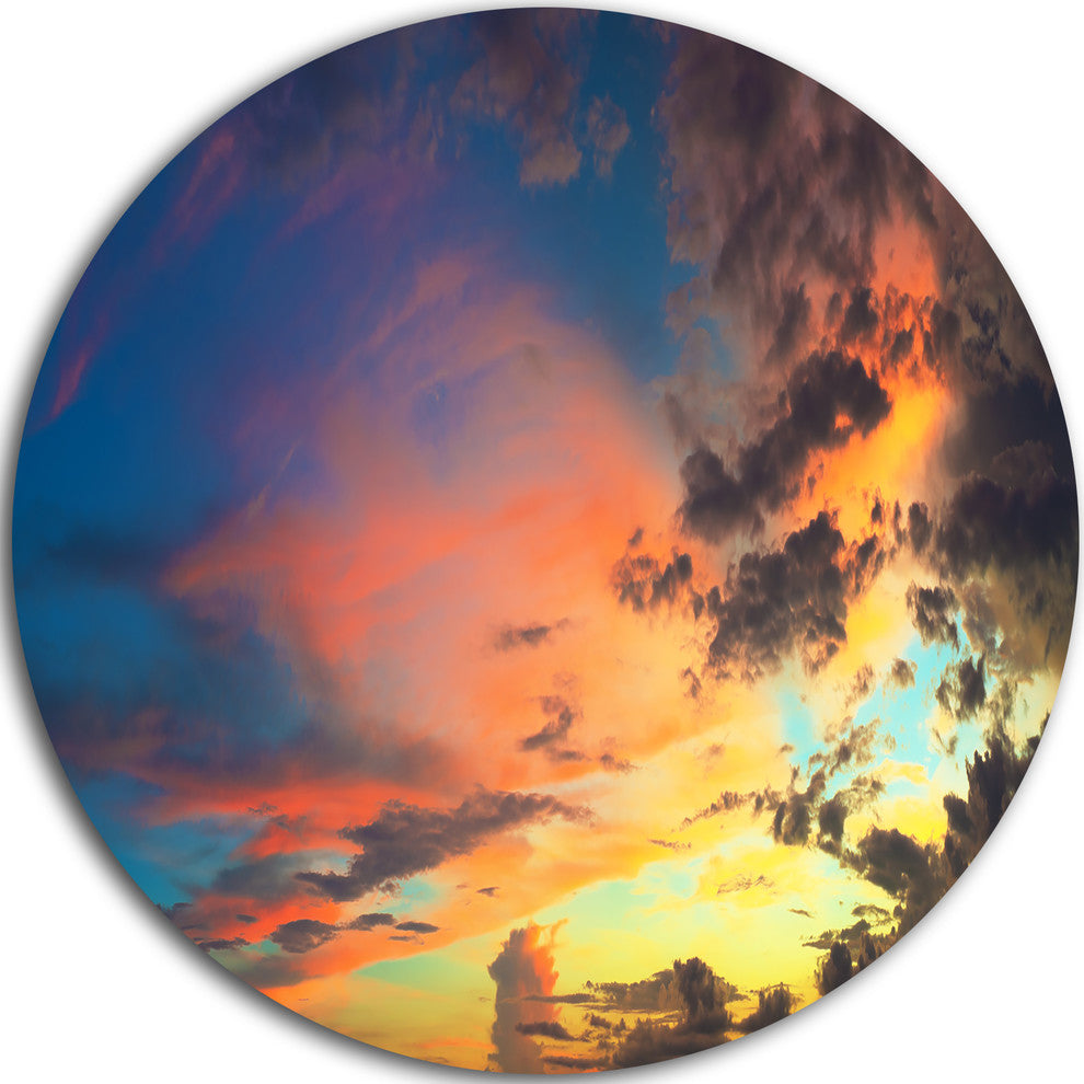 Cloudy Sky At Sunset Panorama, Skyscape Photo Disc Metal Wall Art, 38"