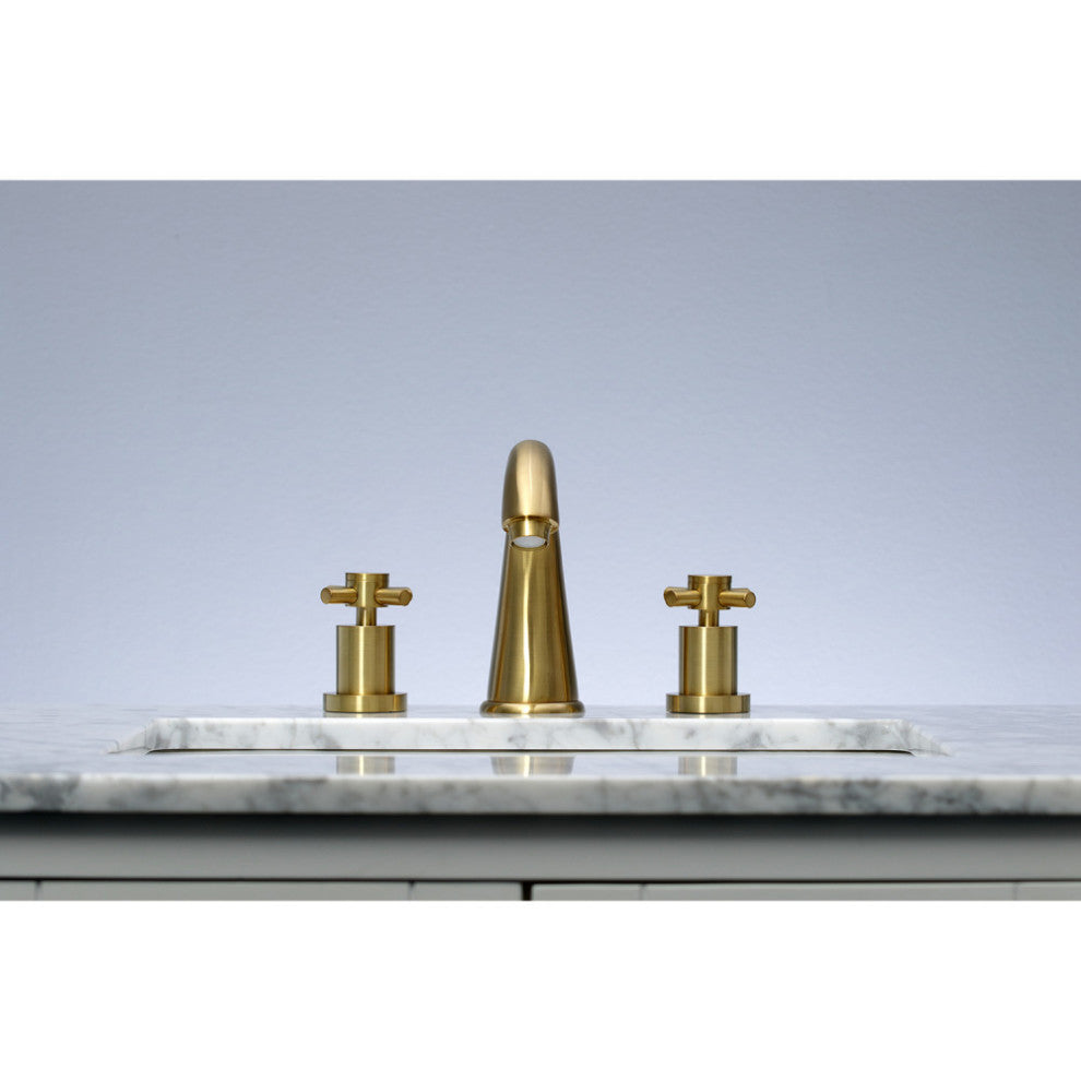 Kingston Brass Widespread Bathroom Faucet With Brass Pop-Up, Brushed Brass