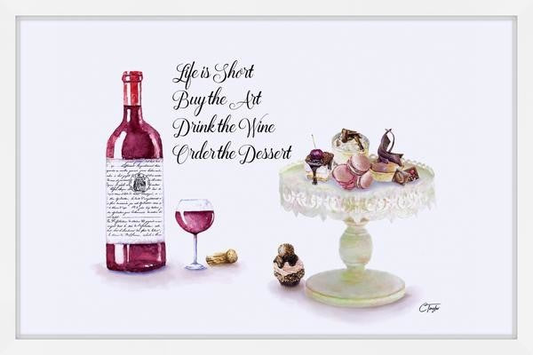 "Red Wine Dessert" Framed Painting Print, 36"x24"