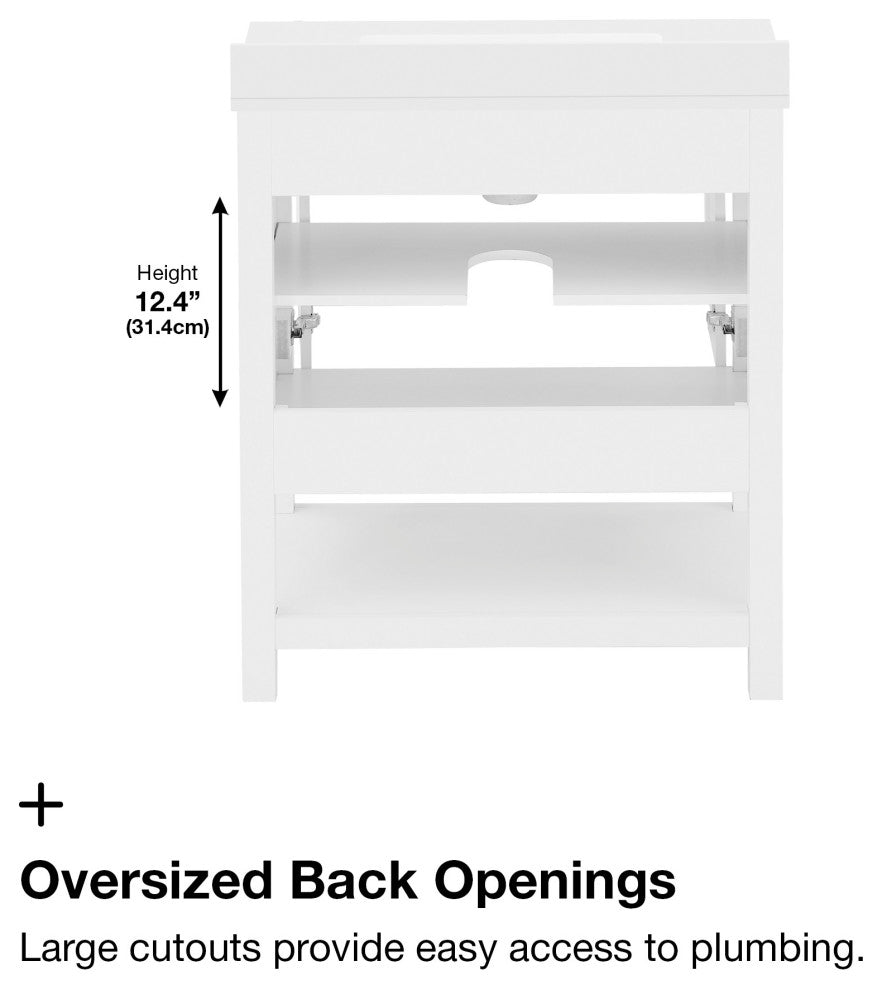 Ove Decors Vegas Single Sink Bathroom Vanity Set With Countertop, White, Antique White, 30"