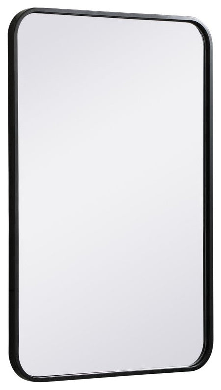 Ellis Soft Corner Metal Rectangular Mirror, Black, 20"x30"