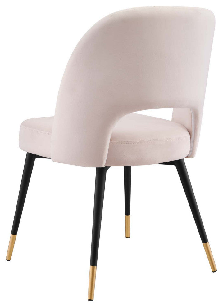 Side Dining Chair, Set of 2, Velvet, Pink, Modern, Bistro Restaurant Hospitality
