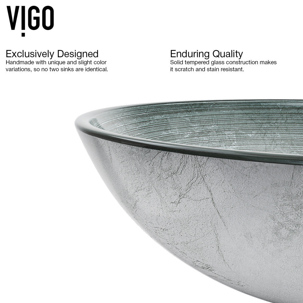 Giovanni 17"L x 17"W Glass Vessel Sink and Duris 12"H Faucet Set