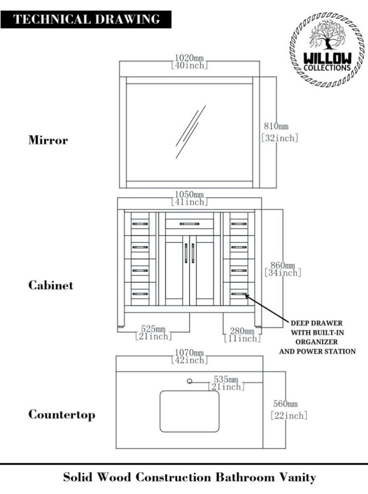 Cambridge 42 Single Sink Bath Vanity in Coventry Gray 2" Piatra Gray