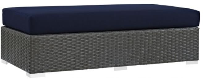 Canvas Navy Sojourn Outdoor Patio Fabric Sunbrella Rectangle Ottoman