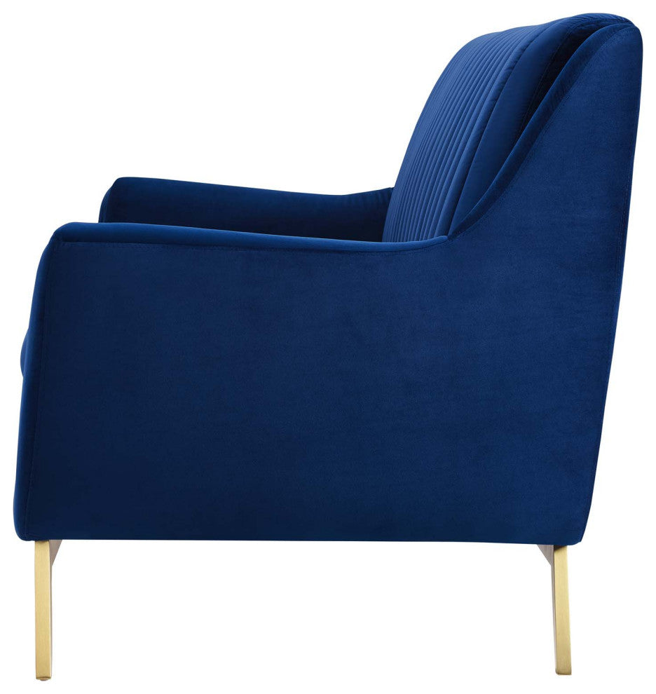 Tufted Sofa, Velvet, Blue Navy, Modern, Living Lounge Hotel Lobby Hospitality