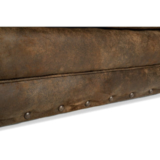 Classic Style Sofa with Buckskin Microfiber Upholstery and Nailhead Accents