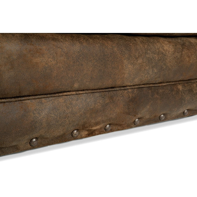 Classic Style Sofa with Buckskin Microfiber Upholstery and Nailhead Accents