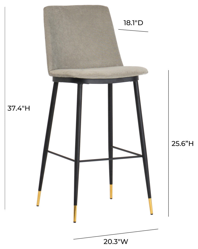 Evora Velvet Counter Stool, Set of 2, Gray