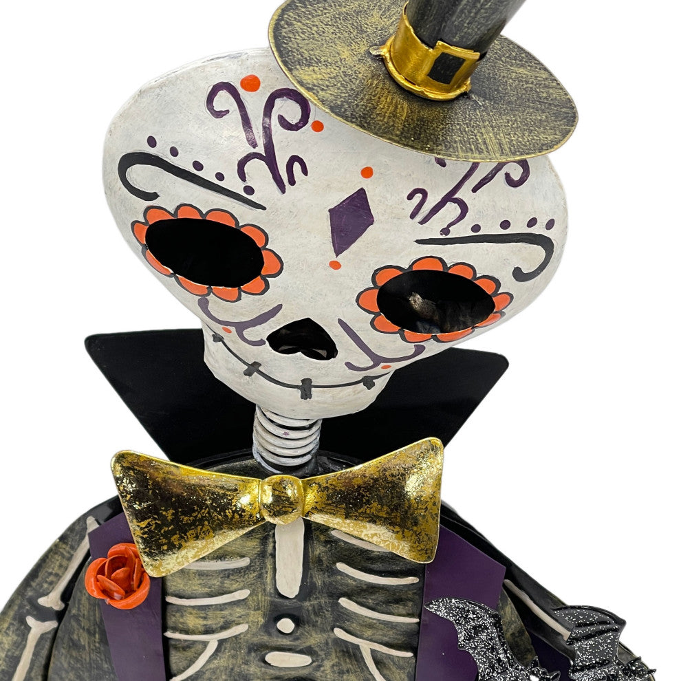 Dia De Los Muertos Halloween Ghost Couple Set Metal Statue