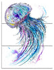 "Jelly Fish Watercolor" Painting Metal Wall Art, 3 Panels, 28"x36"