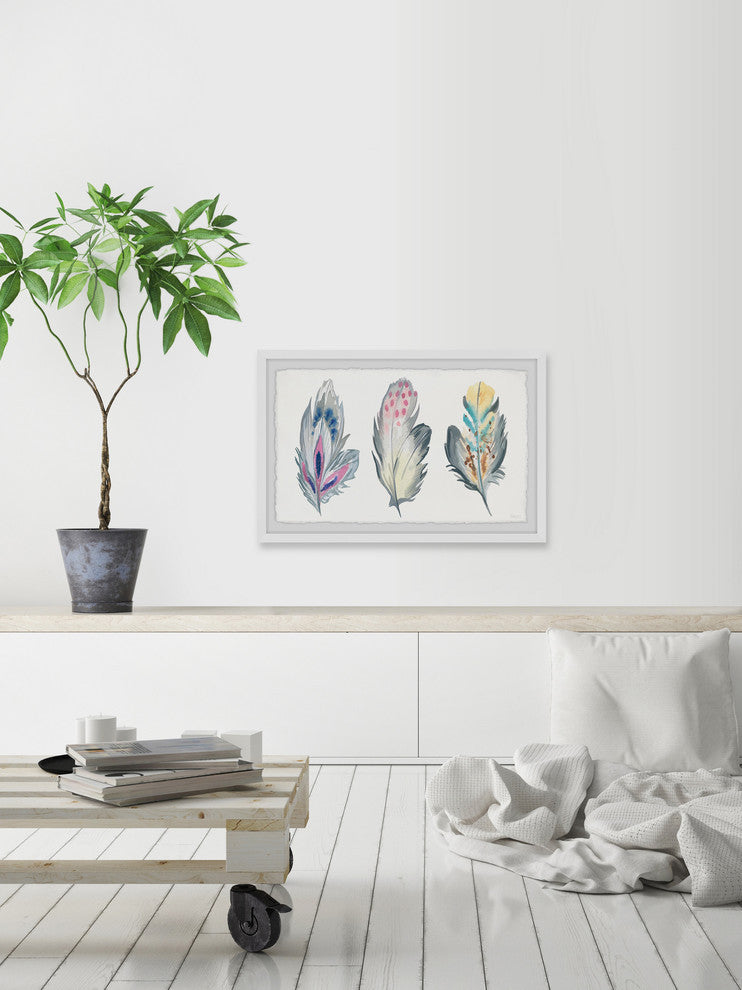 "Stylish Feathers" Framed Painting Print, 12"x8"