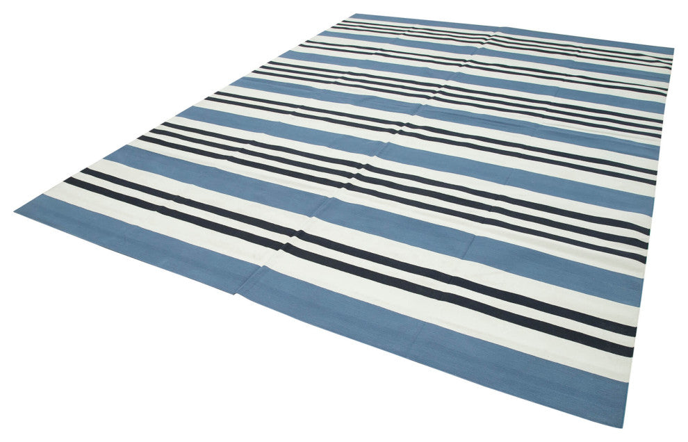 Rug N Carpet - Handmade Wool 8' 11'' x 12' 0'' Modern Design Dhurrie Kilim Rug