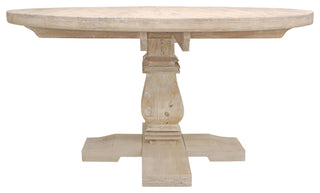 Benedict 58" Round Dining Table in Solid Mango Wood with White Wash Finish