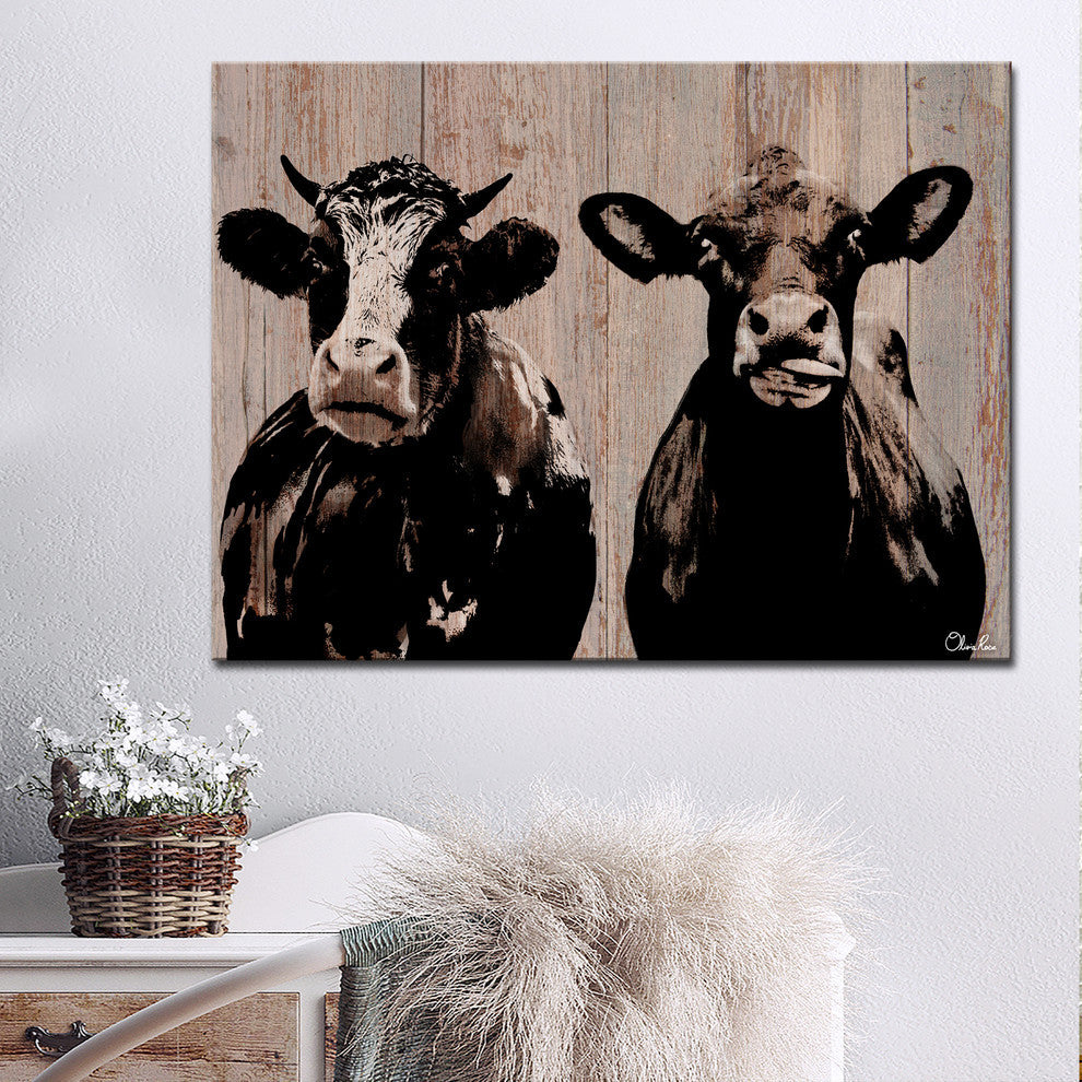 Ready2HangArt Farmhouse 'Cow Duo' Wrapped Canvas Animal Wall Art, 20"x16"