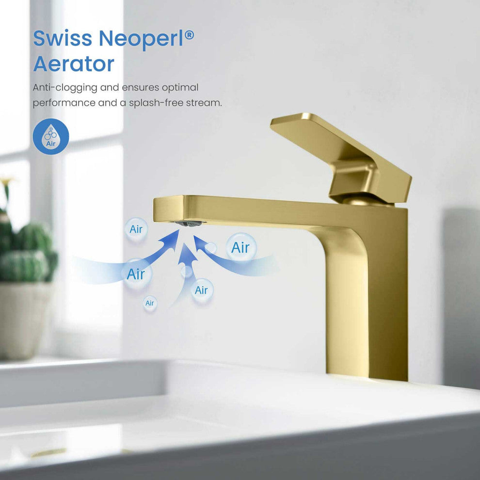 Blaze-T Single Handle Bathroom Vessel Sink Faucet, Brushed Gold