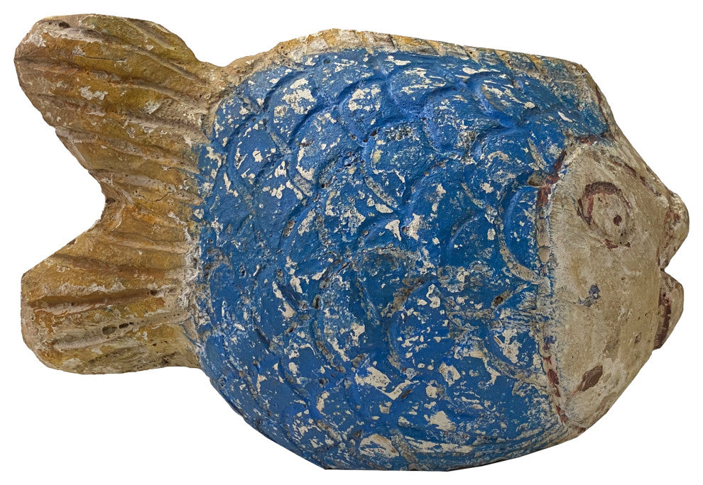 Handcrafted Rustic Solid Wood Abstract Round Body Blow Fish Sculpture