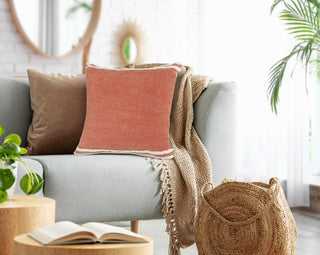 Soft Striped Cinnamon Throw Pillow, 20" X 20"