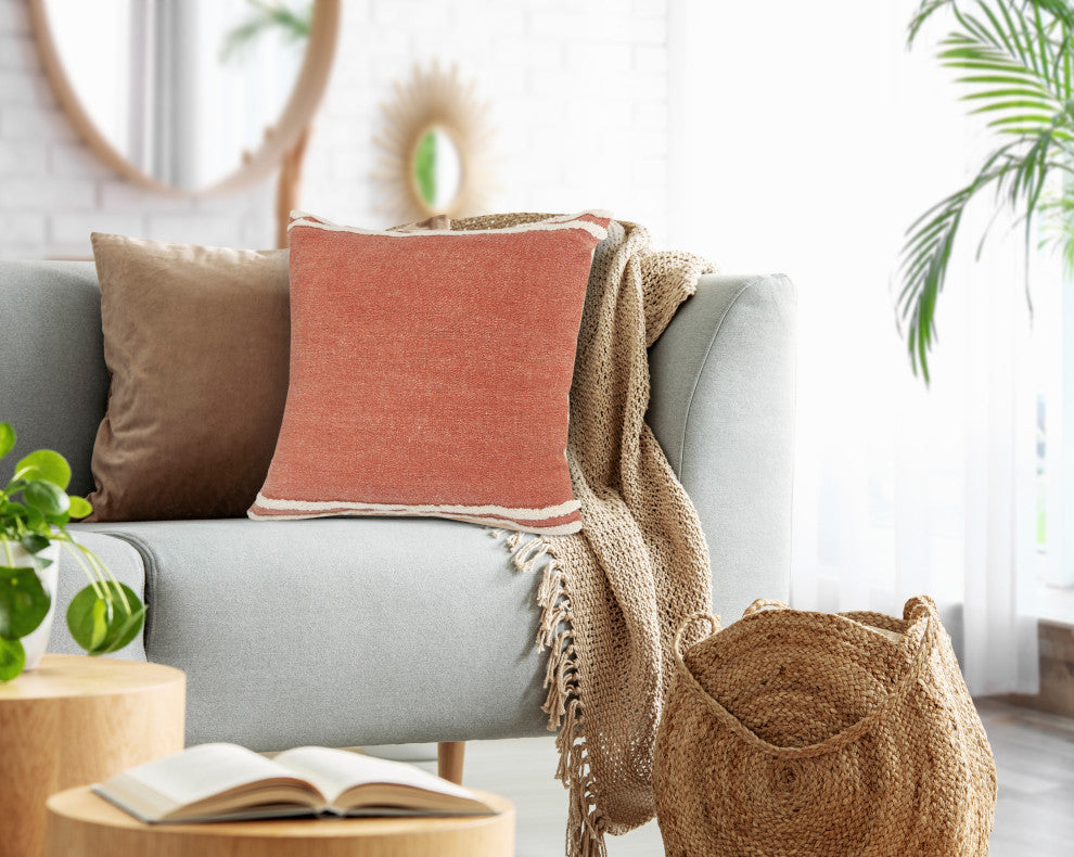 Soft Striped Cinnamon Throw Pillow, 20" X 20"