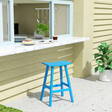 WestinTrends 29" Adirondack Plastic Outdoor Patio Saddle Seat Bar Stool, Pacific Blue