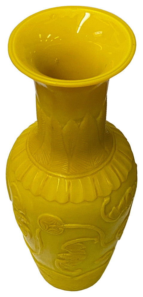 Oriental Handmade Bats Coins Motifs Yellow Peking Glass, Hws2233