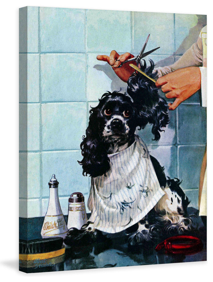 "Butch's Haircut" Painting Print on Canvas by Albert Staehle