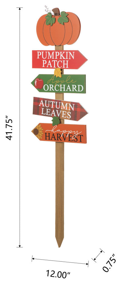 41.75"H Fall Wooden Pumpkin Patch Yard Stake