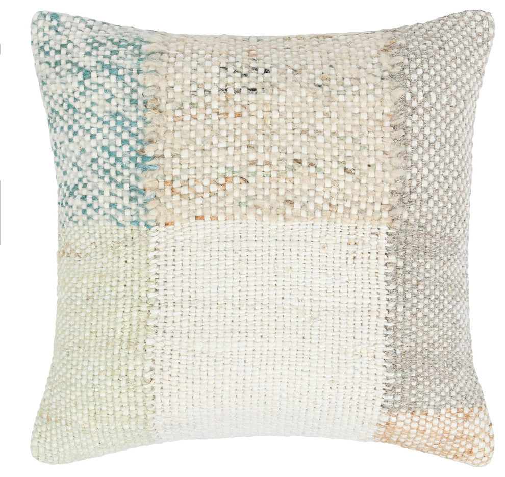 Ritsa 22" Jute Blend Fabric Multicolor Throw Pillow