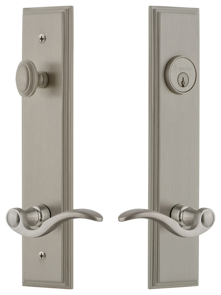 Carre' Tall Plate Complete Entry Set, Bellagio Lever, Satin Nickel, 841298